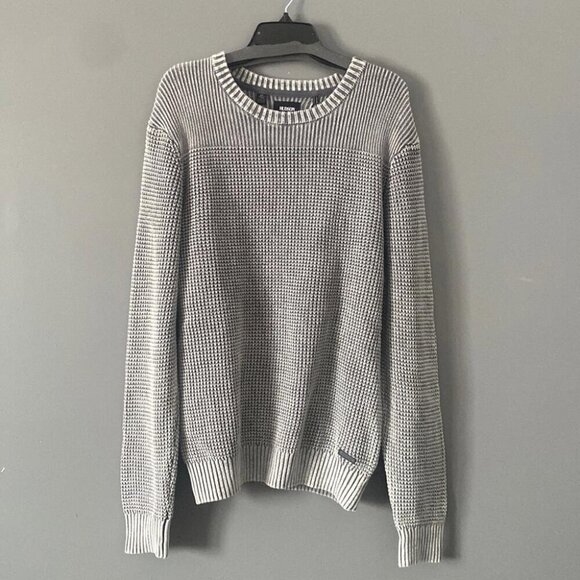 Hudson Men’s Knit Sweater Small Textured Waffle Weave Pullover Neutral Gray - Picture 1 of 12